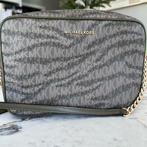 Michael Kors Olive and Gold Crossbody Bag